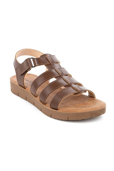 Muya Brown Women's Sandals with Anatomical Sole and Adjustable Velcro