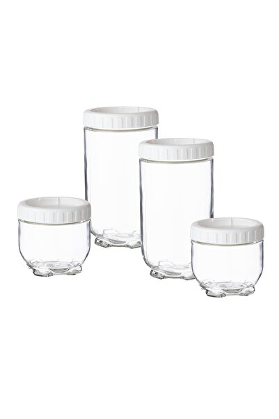 Dania طقم بهارات 4 قطع مقاسات مختلفة غطاء أبيض