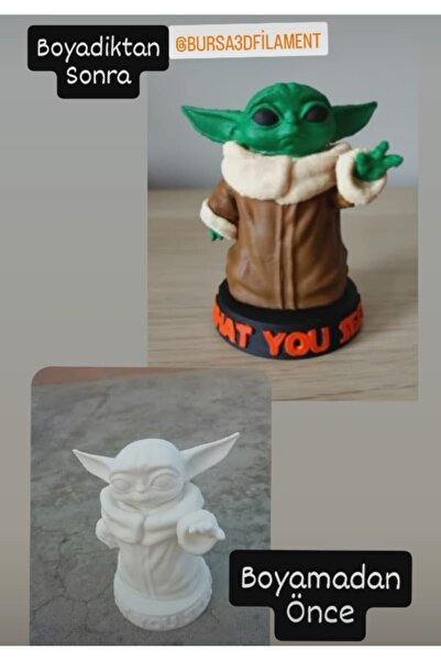 Bursa3dfilament 2 Adet Baby Yoda 9 Cm/ Boyanabilir, Resim Ve Sanat Etkinlikleri Için Baby Yoda