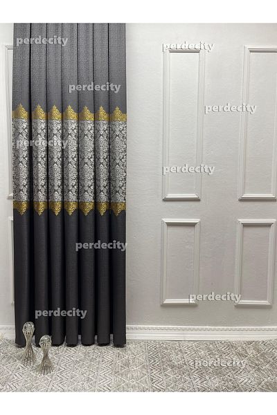 PERDECITY Perdeaua de fundal cu model Damacs 100cm 1x3 pliuri frecventate potrivite pentru fiecare camera