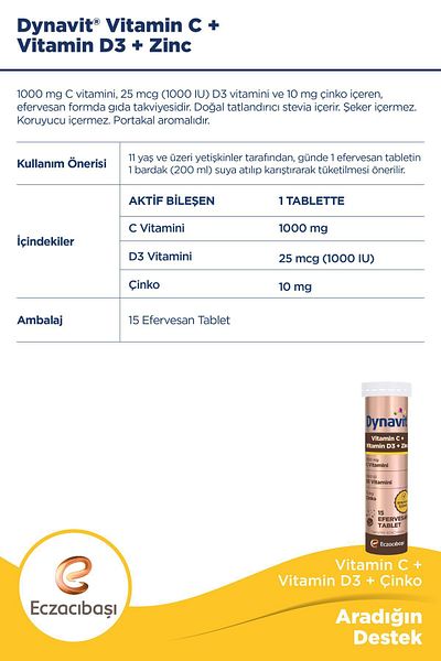 Dynavit Vitamin C-D and Zinc 15 Effervescent + Iceland Seaweed and Vitamin C Herbal 16 Pastil - Advantageous Package