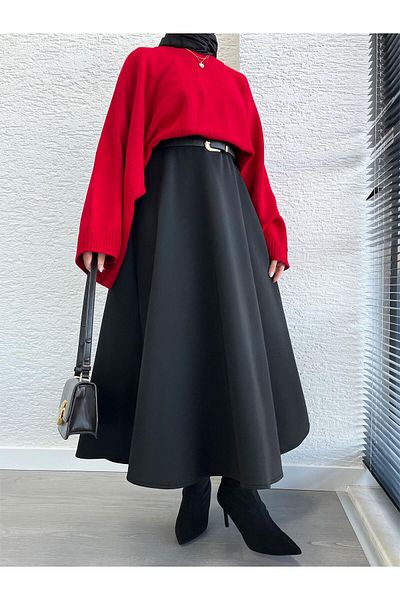 MELEK ARAZ Women's Red Bat Sleeve Sweater