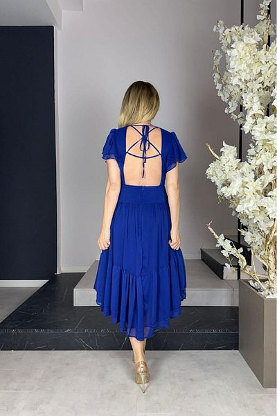gesmoda G0937 Φόρεμα σιφόν με λεπτομέρεια πλάτης Navy Blue