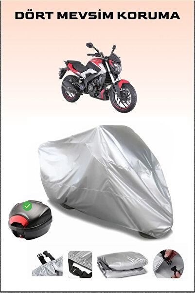 Breen Bajaj Dominar 250 D Arka Çanta Uyumlu Motosiklet Branda, Gri, Güvenli, Su Geçirmez Dayanıklı Kumaş