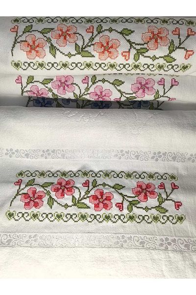 Peacock Premium Gift and Dowry Towel with Cross Stitch Embroidery