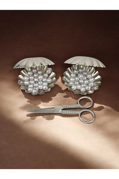CyzHome Brazza Oyster Pearl Ring and Promise Scissors