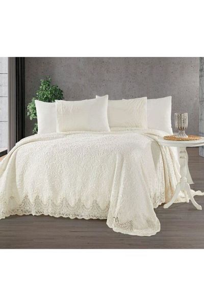 GOLDEN HOME 6 Piece Cream Laced Blanket Set