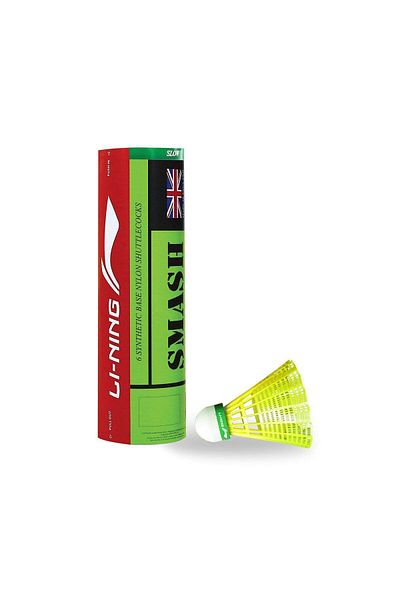 Li-Ning Smash Nylon Badminton Shuttlecocks (YELLOW, SLOW SPEED) | Durable Synthetic Cork