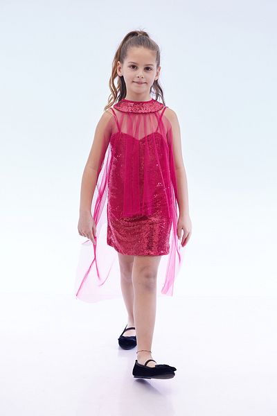 AHENGİM Μοντέρνο βραδινό φόρεμα με παγιέτες Cape Girl - Ak2244