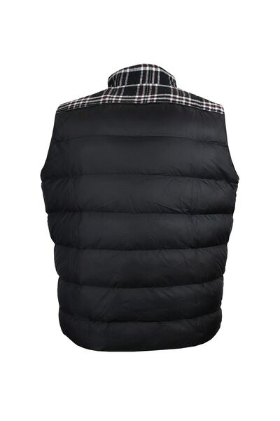 DEKONS Men's Large Size Oversized Thick Winter Vest with Plaid Pieces, Suitable for Weight between 120 and 181