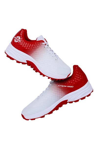 Nivia Crick 1000 Cricket Shoes |white/red, 9 Uk / 10 Us / 43 Eu|lightweight, Durable Rubber Outsole