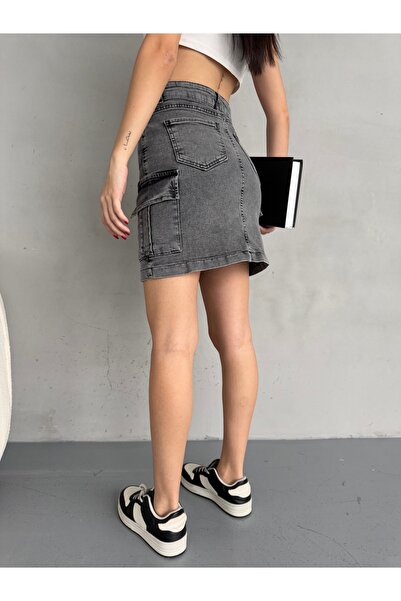 alanora Жіноча міні-спідниця з високою талією - з кишенями-карго