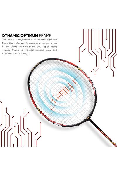Li-Ning Turbo 99 Carbon Fibre Badminton Racket,black/red | 84g, Tension - 30lbs, Intermediate