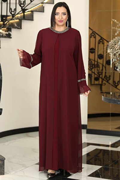 modapodyum Sultan Tesettür Abiye Bordo