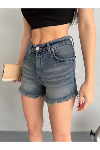 alanora Pantaloni scurți din denim pentru femei cu talie înaltă