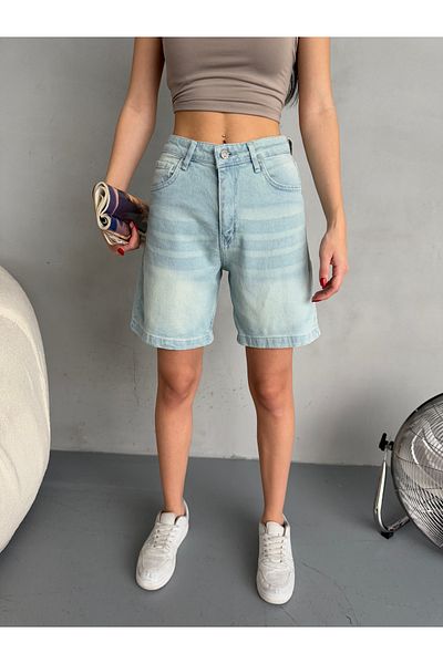 alanora High Waist Women's Denim Bermuda Jeans Shorts - Effect Design