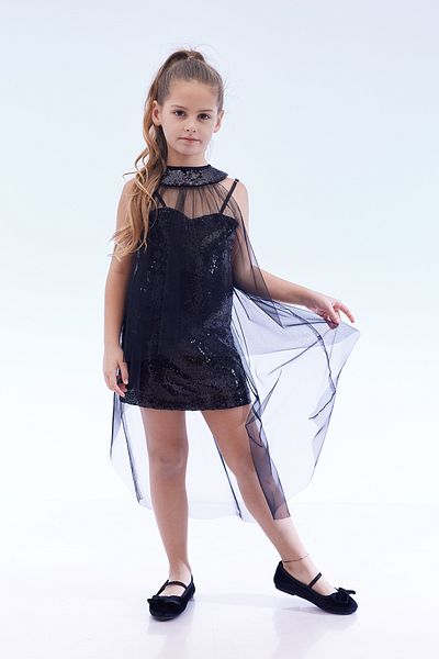 AHENGİM Trendy Sequin Cape Girls' Evening Dress - Ak2244