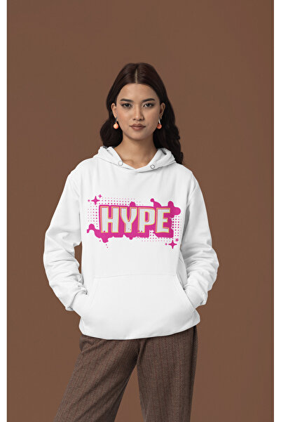 SVART WEAR Hype Pink Printed Oversized Sweatshirt Premium White Hoodie