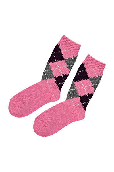 VALENCI ДАМСКИ Вълнени зимни чорапи с ромбовиден мотив, 1 чифт