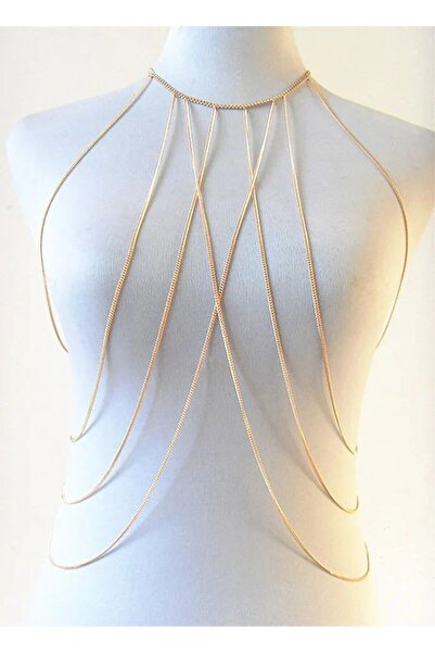 Genel Markalar Şıklığınızı Tamamlayacak Altın Zincirli Kadın Vücut Zinciri