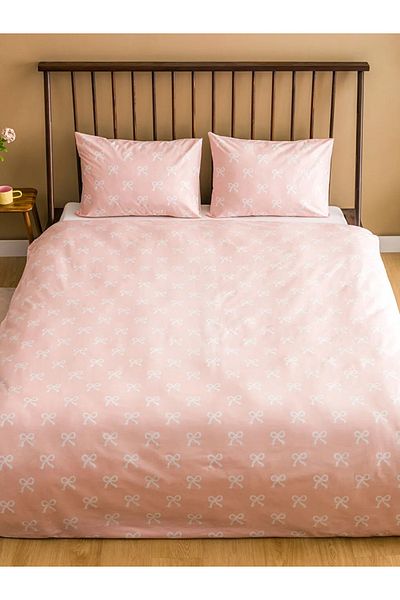 LC Waikiki Lcw Home - Σετ Παπλωματοθήκη με Διπλό Σχέδιο Ροζ Φιόγκος Τ