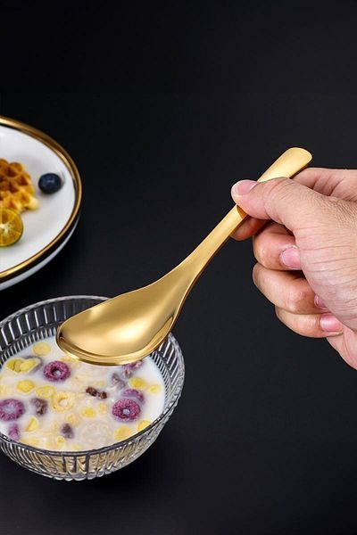 Chavin 304 Steel Gold 14 cm - Dessert Ice Cream and Breakfast Crisp Spoon Cin959Sr