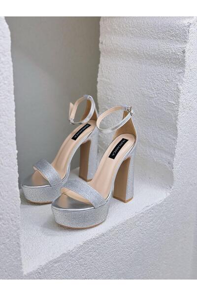 NUR KARACA 24Y9410 TAŞLI TEK BANT 13CM PLATFORM TOPUKLU AYAKKABI KADIN