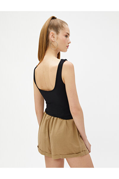 Koton Basic Ribbed Crop Undershirt U Neck