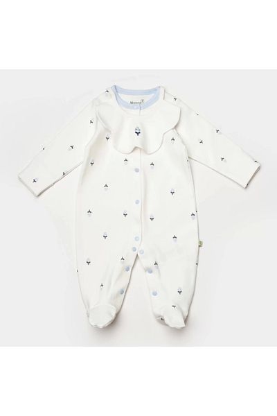 Biorganic Love Floral Baby Rompers Ecru Lilac