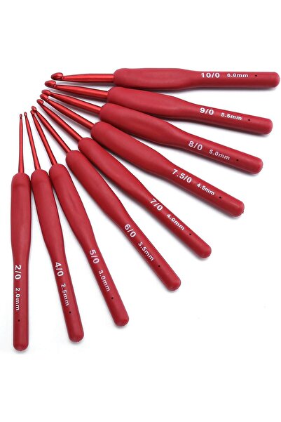 yumakça Kırmızı Red Örgü Tığ Seti  | 9 Adet Tığ