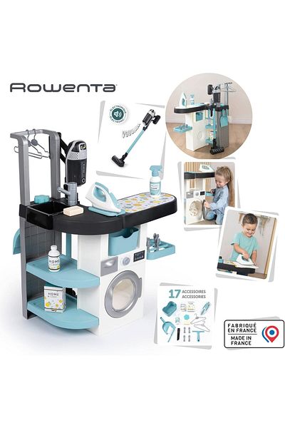 Smoby Rowenta Washing Room Vacuum Cleaner and Washing Machine Electronic Functions 17 Pieces
