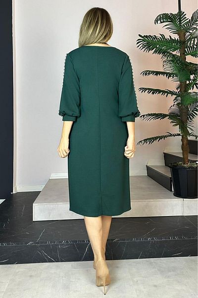 gesmoda G0734 Βραδινό φόρεμα Emerald με μανίκια λεπτομερούς σχεδίου