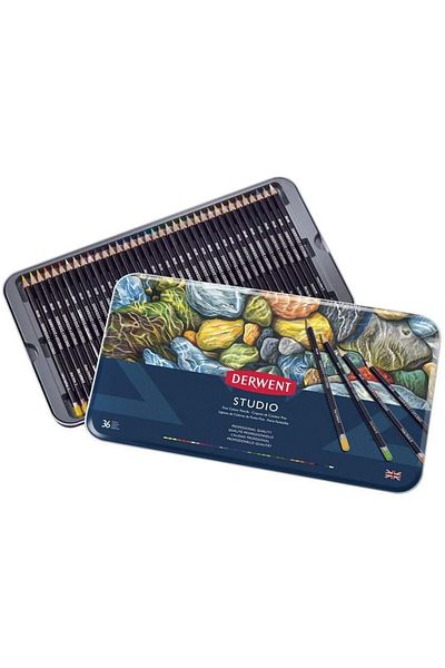 Derwent Studio Curry Crayons 36 Pieces Tin Box