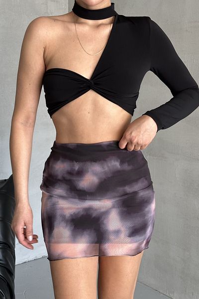 MODAGEN Fusta scurtă cu model violet închis de damă