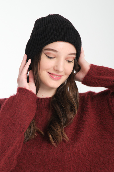 Wega Moda Зимова трикотажна шапка - в'язана та ткана, класична жіноча шапка з пластиною STD