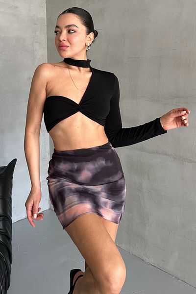 MODAGEN Fusta scurtă cu model violet închis de damă