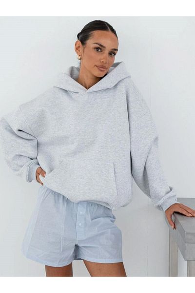 The Champ Clothing Φούτερ με κουκούλα Fleece Grey Melange Unisex Oversize Hoodie