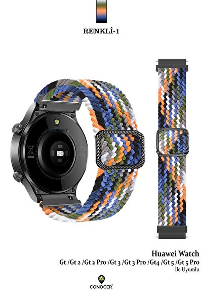 CONOCER Huawei Watch Gt5 Gt4 Gt3 Gt2 Gt2E - Gt5 Pro Gt3 Pro Gt2 Pro (46mm) Woven Mesh Cord 22mm