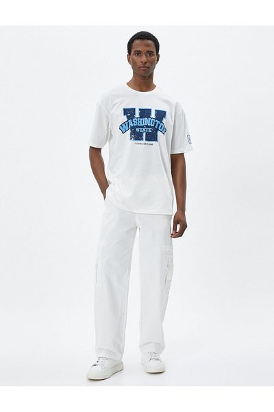 Koton College T-Shirt Crew Neck Printed Short Sleeve Cotton