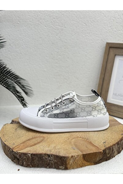 Guja 24Y384 TRANSPARAN BASKILI KUMAŞ SNEAKER SPOR AYAKKABI KADIN