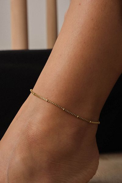 ESBAFLOR Square Chain Anklet Minimal Anti-Tarnish Steel Bulk Box - 22+4cm 1mm