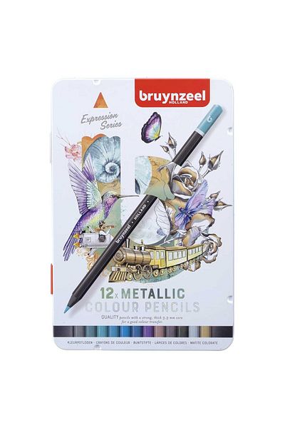 Bruynzeel Expression Color Dry Crayons 12 Colors Metallic Shades