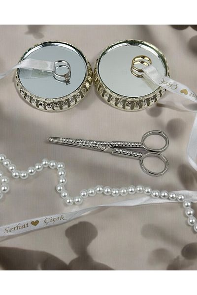 CyzHome Lucea Rises Silver Mirrored and Promise Scissors Set