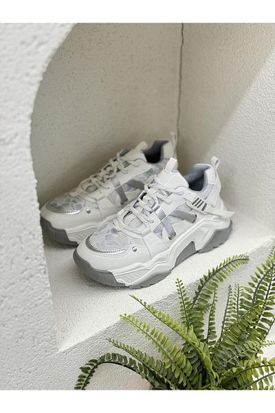 NUR KARACA 24Y65160 PANTOFI SPORT PANTOFI SPORT FEMEI, 5CM GROSI, TALPA TRANSPARENTE, DETALII DE FĂTURI PE LATERALE