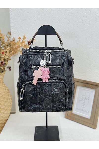 Matthew Cox 1031 Model Women's Both Sleeve and Backpack Leather Bag with Keychain and Gift