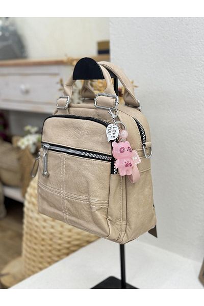 Matthew Cox 1029 Model Double Handle Backpack Leather Women's Bag with Keychain and Gift