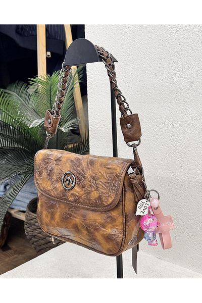 Matthew Cox 1073 Clamshell Chain Strap Both Handle Both Crossbody Leather Bag WOMEN