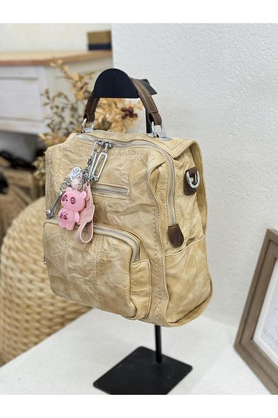 Matthew Cox 1031 Model Women's Both Sleeve and Backpack Leather Bag with Keychain and Gift