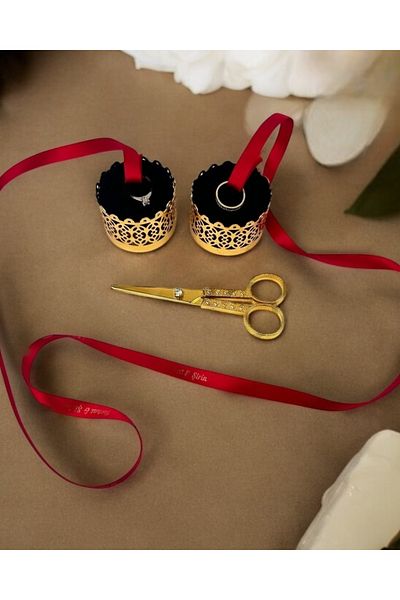 CyzHome Armonia Gold Velvet Rises and Promise Scissors Set