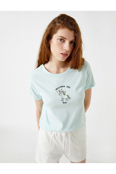 Koton Μονόκερος Κεντημένο T-Shirt Βαμβακερό